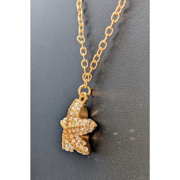 J. Crew Gold Tone CZ Starfish Pendant 24" Necklace - Picture 3 of 8